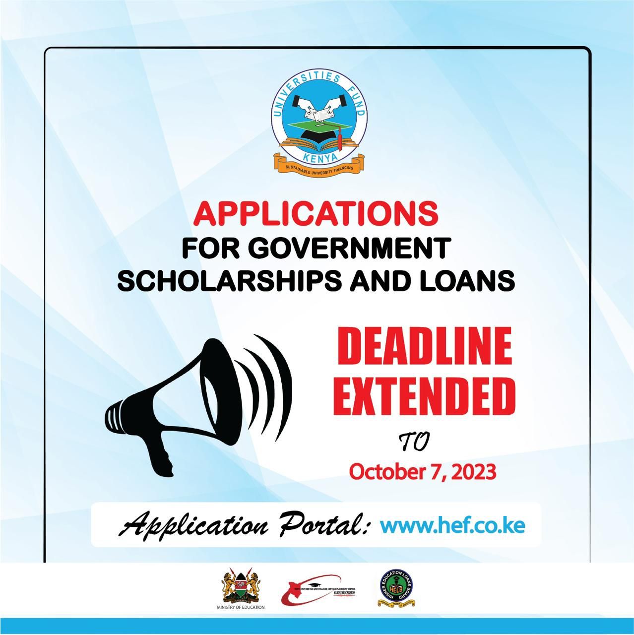 APPLICATION FOR GOVERNMENT SPONSORSHIP & LOAN DEADLINE