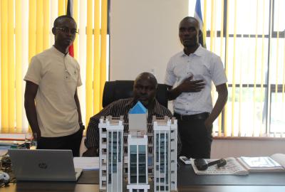 Principal TMUC with Student Leader(Left) and the Bsc. Education Arts Student ​​RODGERS WAFULA KHAEMBA(Right)