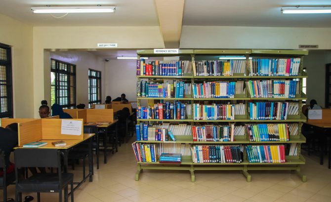 Students accessing library resources